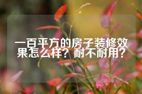一百平方的房子装修效果怎么样？耐不耐用？
