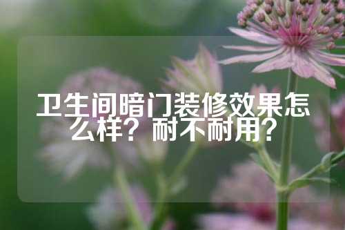卫生间暗门装修效果怎么样?耐不耐用?