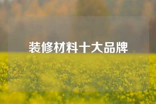 装修材料十大品牌