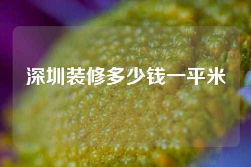 深圳装修多少钱一平米