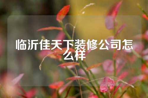 临沂佳天下装修公司怎么样
