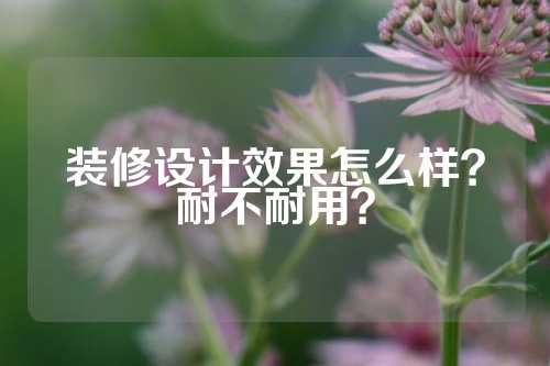 装修设计效果怎么样？耐不耐用？